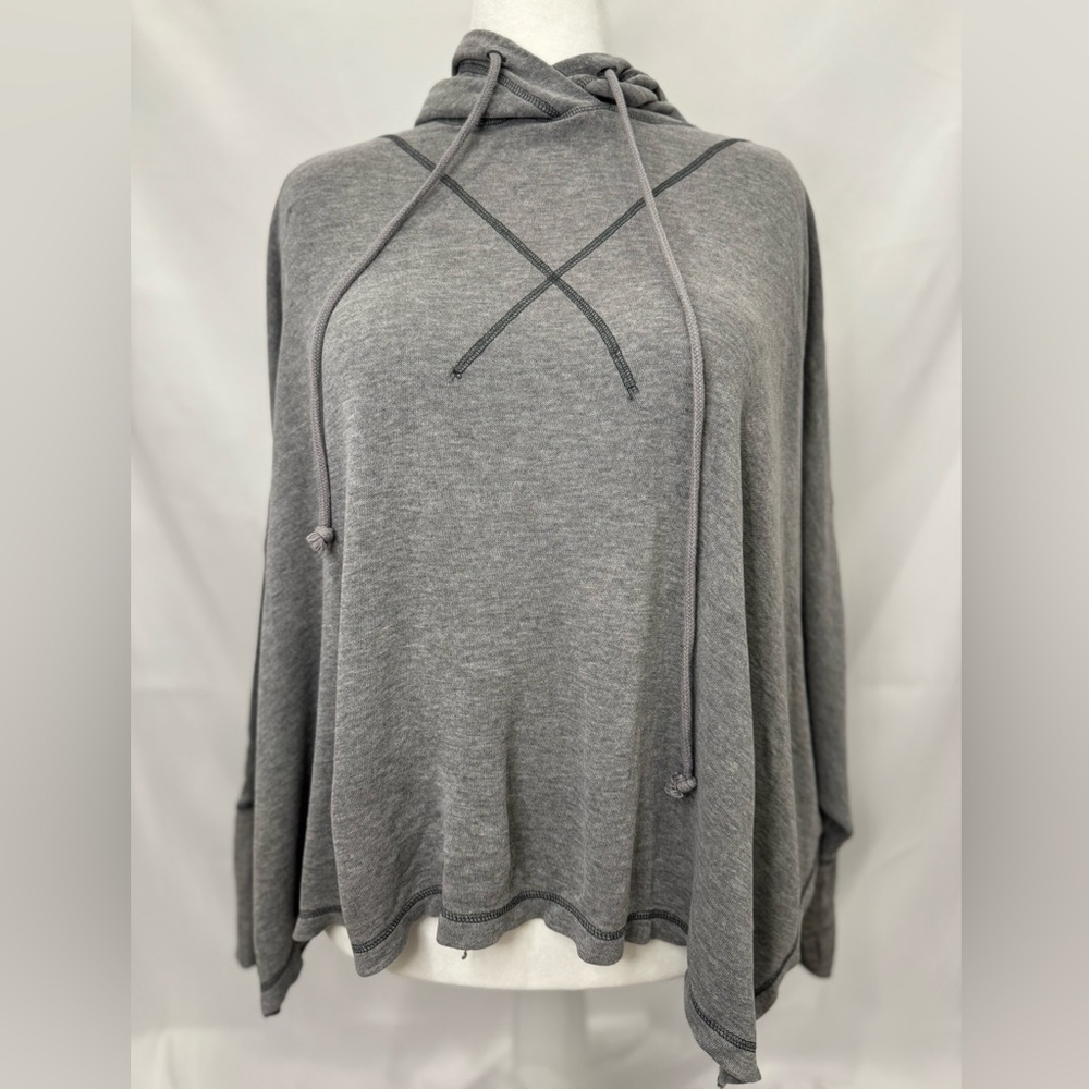 Free People Oversized Grey Hoodie Poncho - Picture 3 of 8